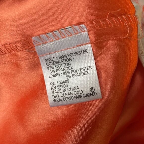 Alex Marie Peach Dress with White Lace Overlay, Cap Sleeves (Size: 8) - Picture 12 of 15